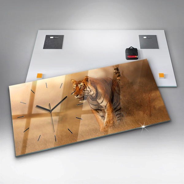 Horloge rectangulaire horizontale Chasse au tigre