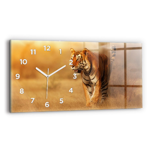 Horloge rectangulaire horizontale Chasse au tigre