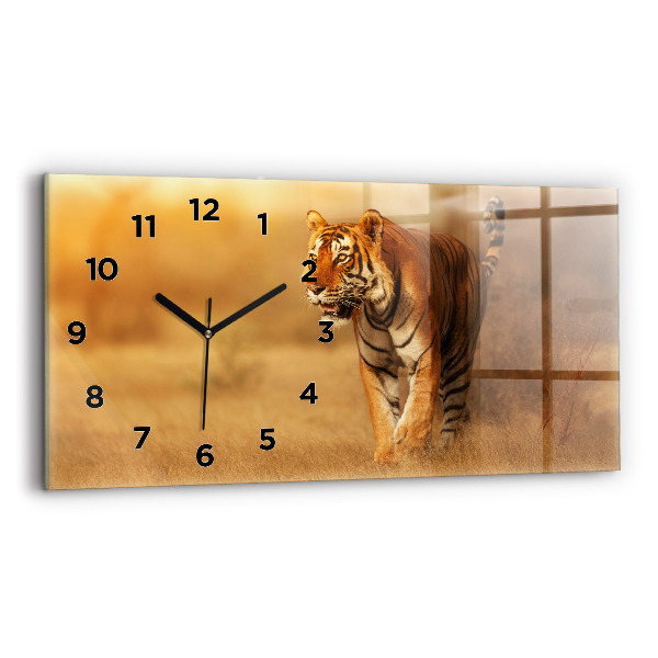 Horloge rectangulaire horizontale Chasse au tigre