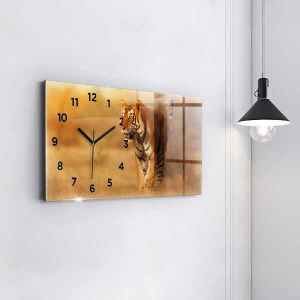 Horloge rectangulaire horizontale Chasse au tigre