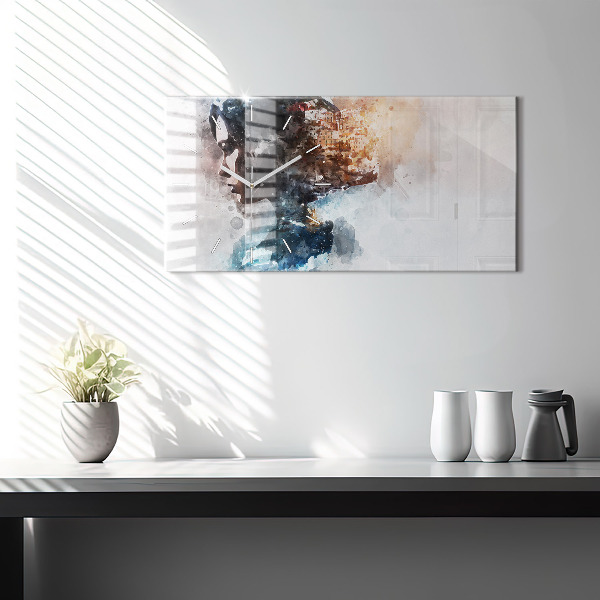 Horloge rectangulaire horizontale 'Le passé à l''arrière de la tête'