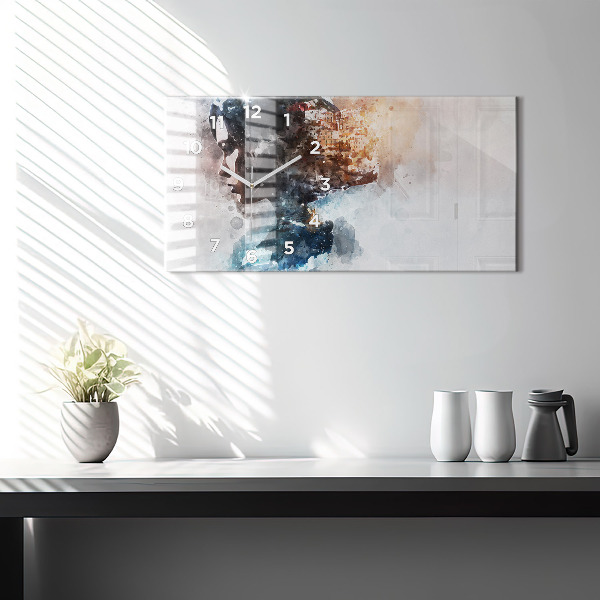 Horloge rectangulaire horizontale 'Le passé à l''arrière de la tête'