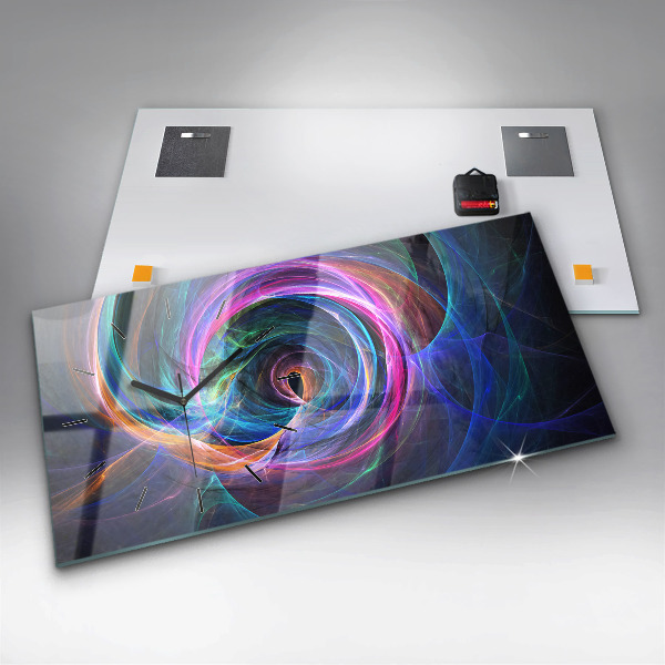 Horloge rectangulaire horizontale Fractale colorée