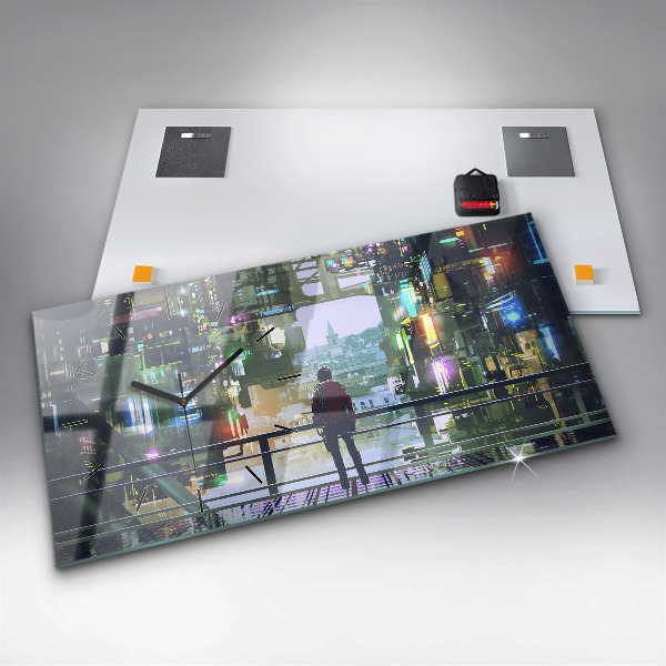 Horloge rectangulaire horizontale Cyberpunk
