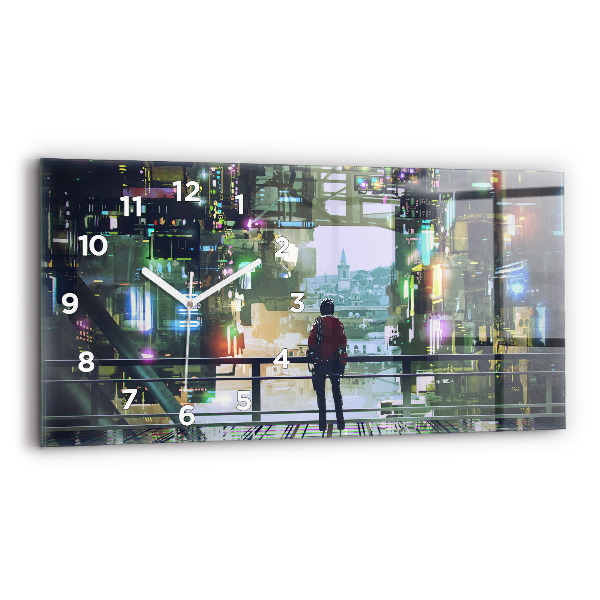 Horloge rectangulaire horizontale Cyberpunk