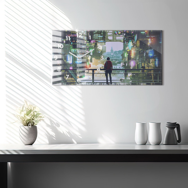 Horloge rectangulaire horizontale Cyberpunk