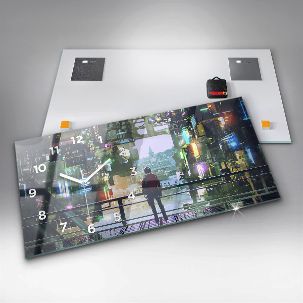 Horloge rectangulaire horizontale Cyberpunk