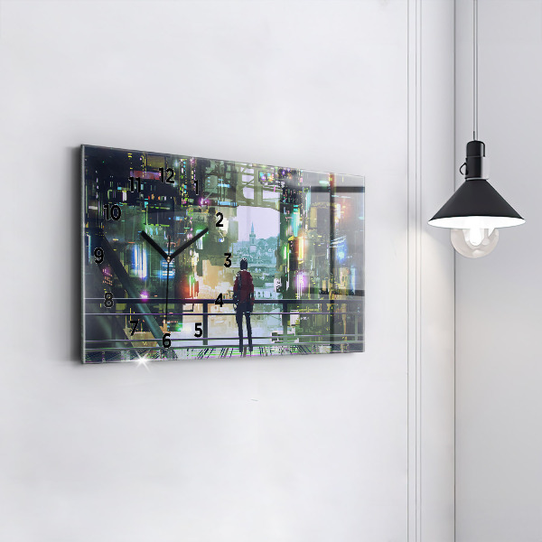 Horloge rectangulaire horizontale Cyberpunk