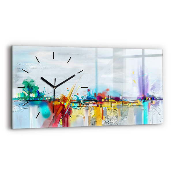 Horloge rectangulaire horizontale 'Paysage abstrait à l''huile'