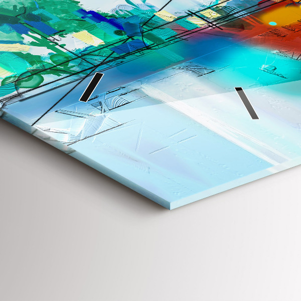 Horloge rectangulaire horizontale 'Paysage abstrait à l''huile'