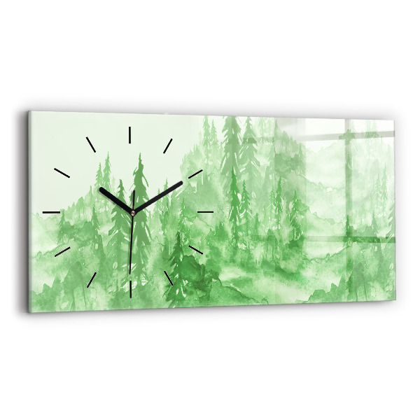 Horloge rectangulaire horizontale Peinture de forêt verte