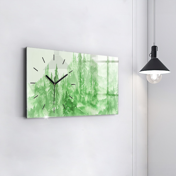 Horloge rectangulaire horizontale Peinture de forêt verte
