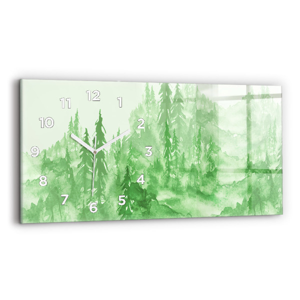 Horloge rectangulaire horizontale Peinture de forêt verte