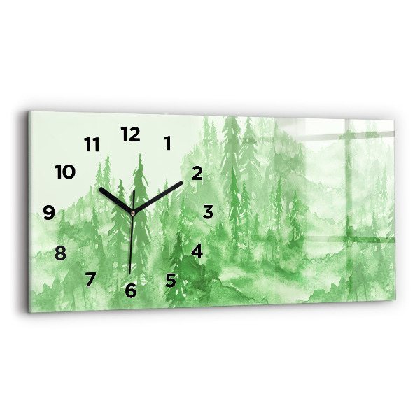 Horloge rectangulaire horizontale Peinture de forêt verte