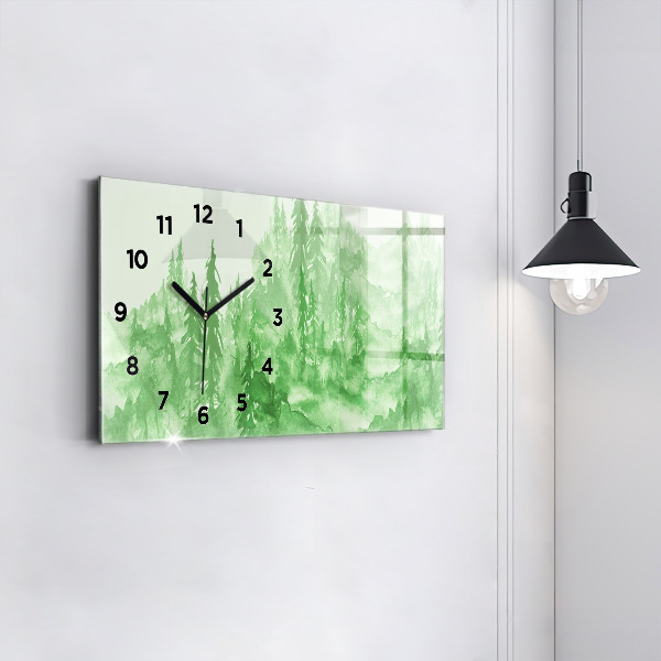 Horloge rectangulaire horizontale Peinture de forêt verte