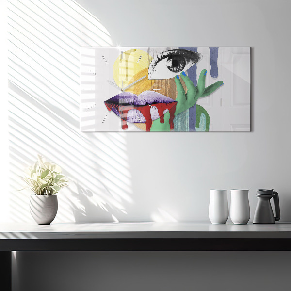 Horloge rectangulaire horizontale Collage surréaliste