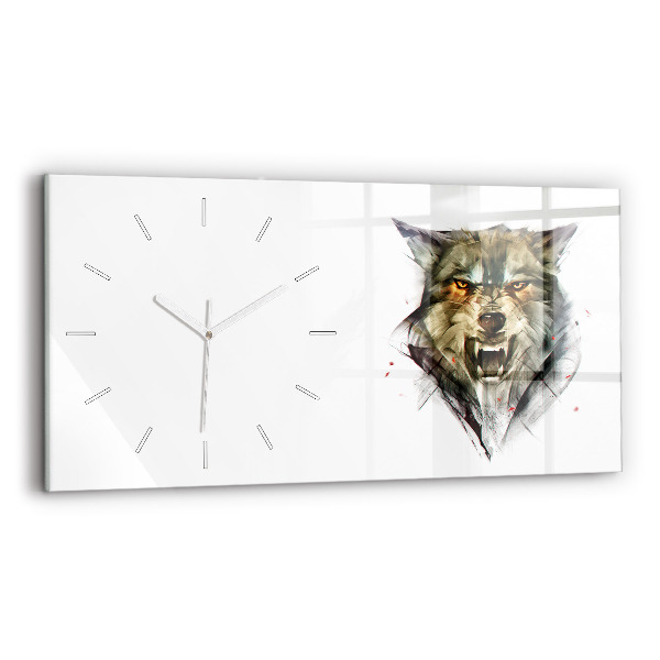 Horloge rectangulaire horizontale 'Portrait dessiné d''un loup'
