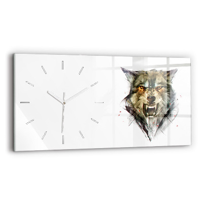 Horloge rectangulaire horizontale 'Portrait dessiné d''un loup'