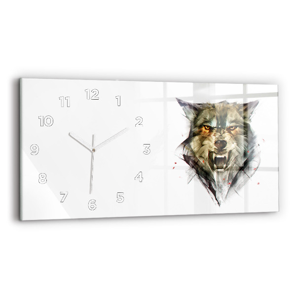 Horloge rectangulaire horizontale 'Portrait dessiné d''un loup'
