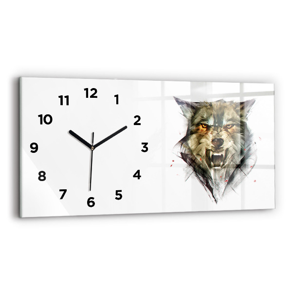 Horloge rectangulaire horizontale 'Portrait dessiné d''un loup'