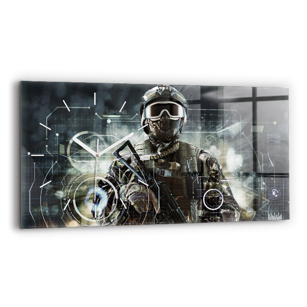 Horloge rectangulaire horizontale Soldat avec une arme à feu