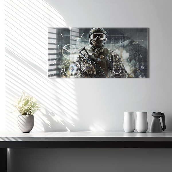 Horloge rectangulaire horizontale Soldat avec une arme à feu