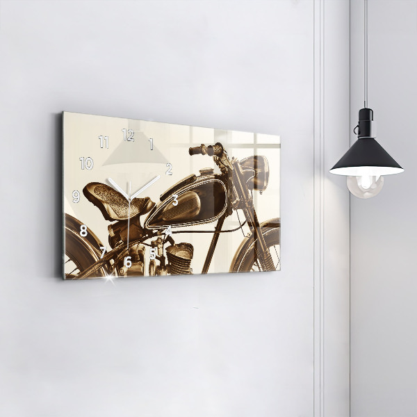 Horloge rectangulaire horizontale Moto vintage sépia