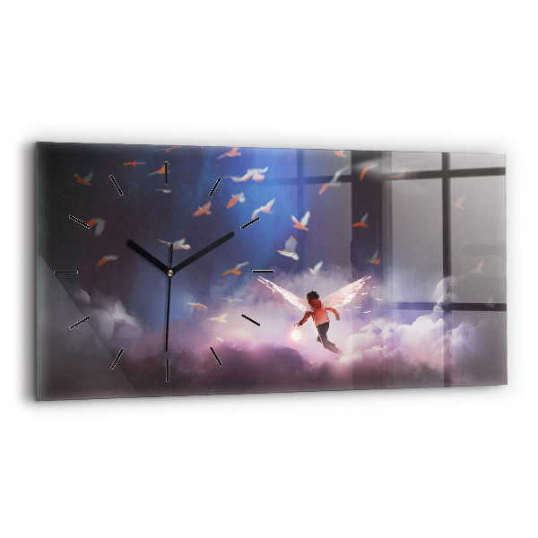 Horloge rectangulaire horizontale Garçon avec des ailes