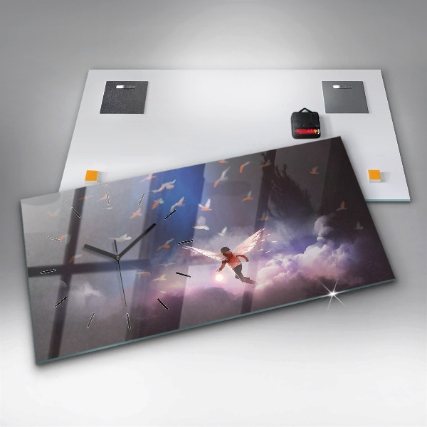 Horloge rectangulaire horizontale Garçon avec des ailes