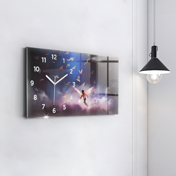 Horloge rectangulaire horizontale Garçon avec des ailes