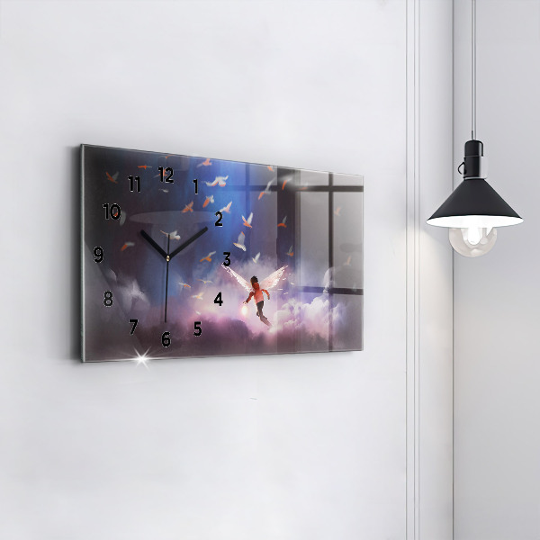 Horloge rectangulaire horizontale Garçon avec des ailes