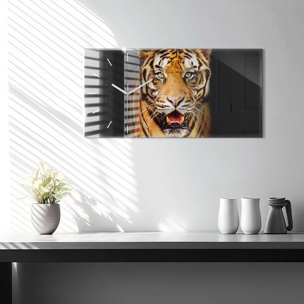 Horloge rectangulaire horizontale Tigre - regard sauvage