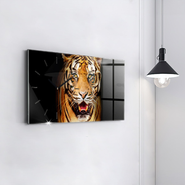 Horloge rectangulaire horizontale Tigre - regard sauvage