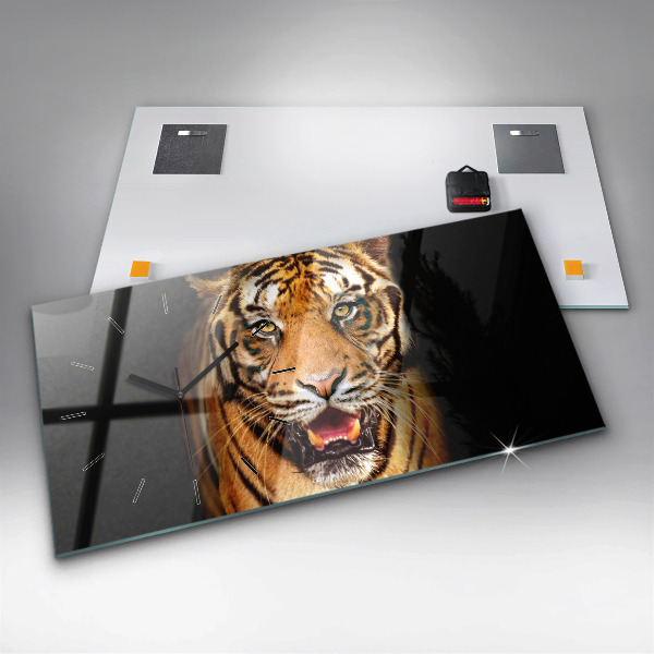 Horloge rectangulaire horizontale Tigre - regard sauvage