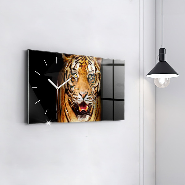 Horloge rectangulaire horizontale Tigre - regard sauvage