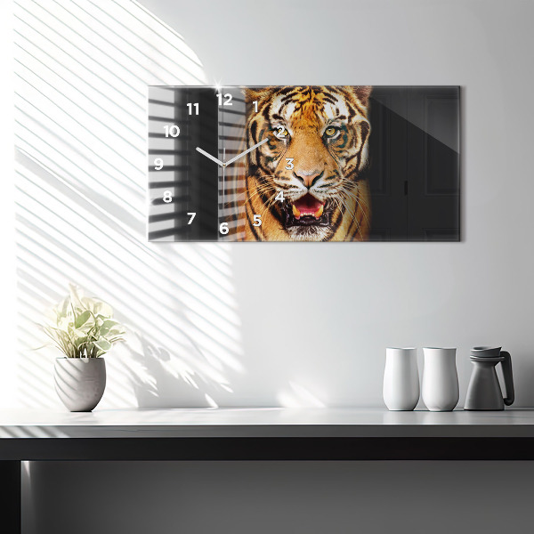 Horloge rectangulaire horizontale Tigre - regard sauvage