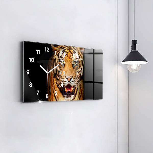 Horloge rectangulaire horizontale Tigre - regard sauvage