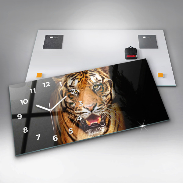 Horloge rectangulaire horizontale Tigre - regard sauvage