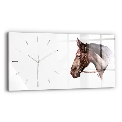 Horloge rectangulaire horizontale Profil de cheval peint