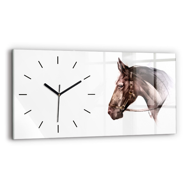 Horloge rectangulaire horizontale Profil de cheval peint
