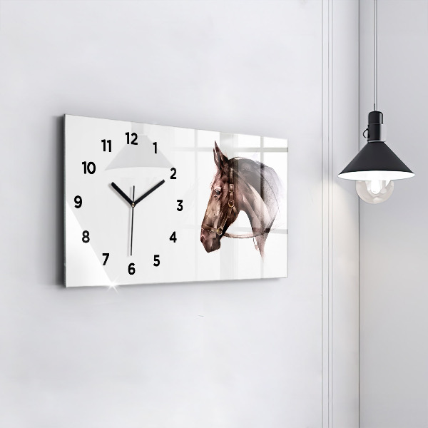 Horloge rectangulaire horizontale Profil de cheval peint