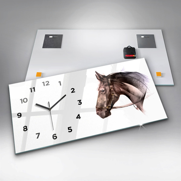 Horloge rectangulaire horizontale Profil de cheval peint