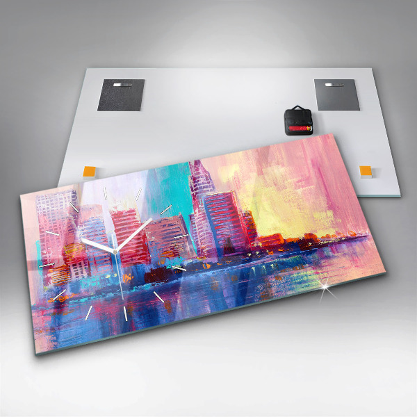 Horloge rectangulaire horizontale Abstraction de gratte-ciel