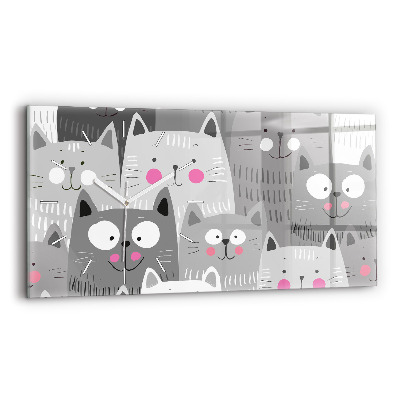 Horloge murale horizontale Motif avec des chats