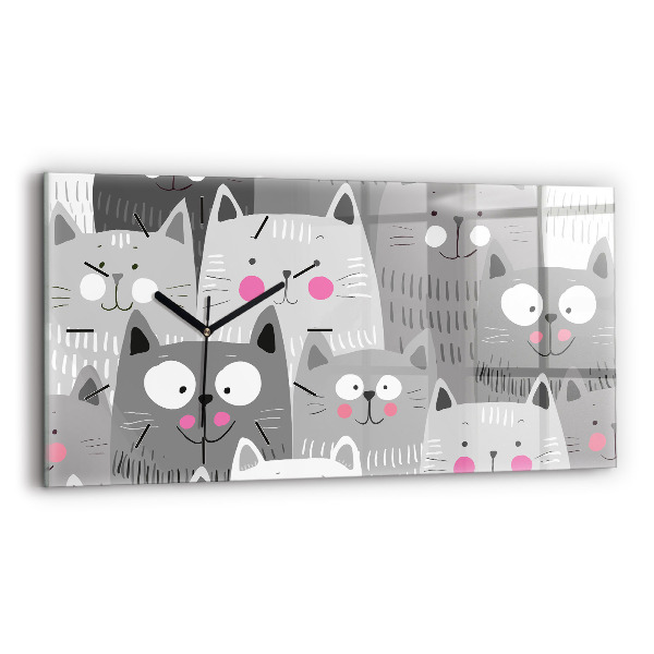 Horloge murale horizontale Motif avec des chats