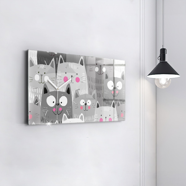 Horloge murale horizontale Motif avec des chats