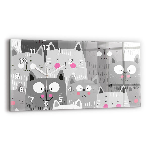 Horloge murale horizontale Motif avec des chats