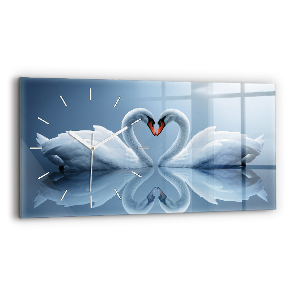 Horloge rectangulaire horizontale Des cygnes dans le cœur