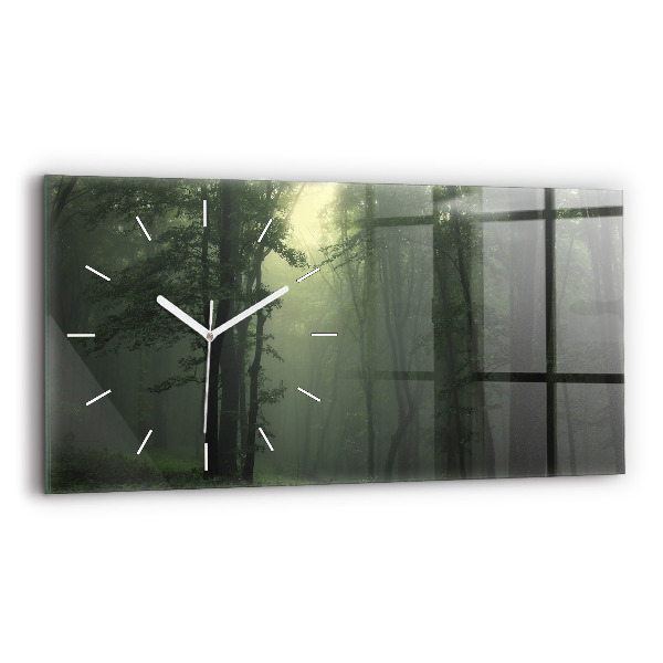 Horloge rectangulaire horizontale Forêt brumeuse le matin