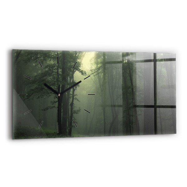Horloge rectangulaire horizontale Forêt brumeuse le matin